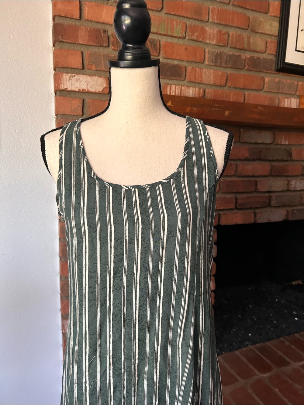 Fat Face Striped Sleeveless Midi Dress in Green Sz 6 - Picture 2 of 6